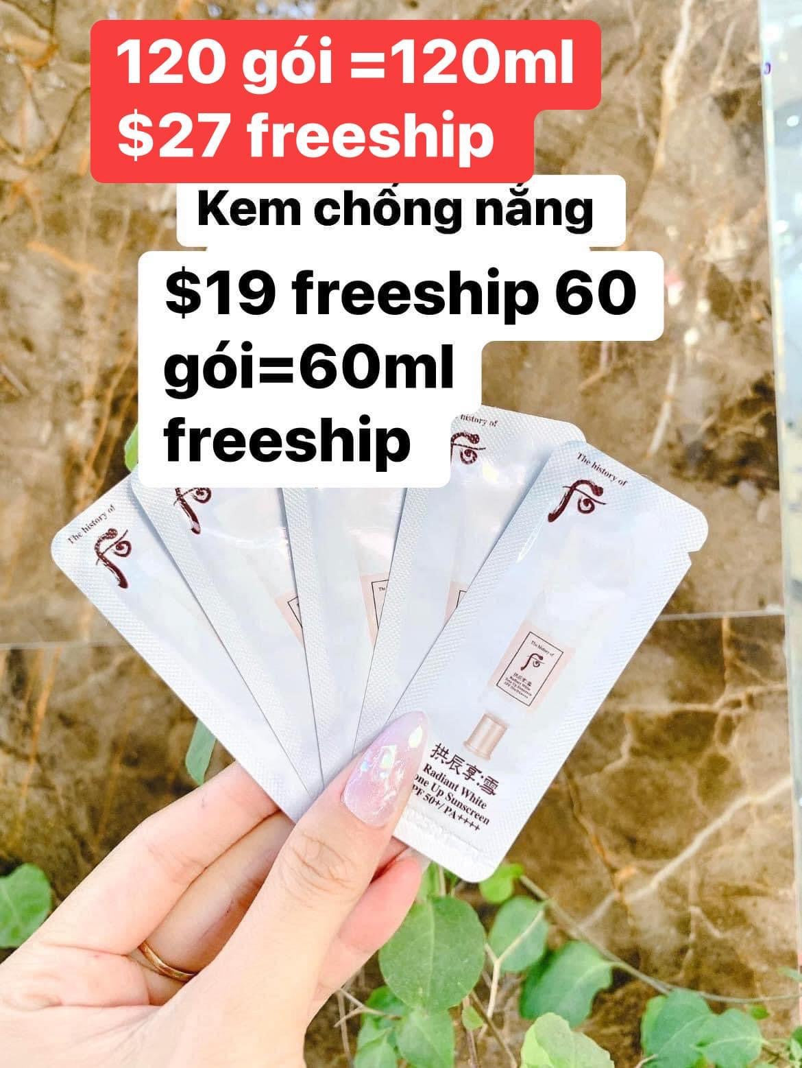 sample 120 goi chong nang radiant white tone up