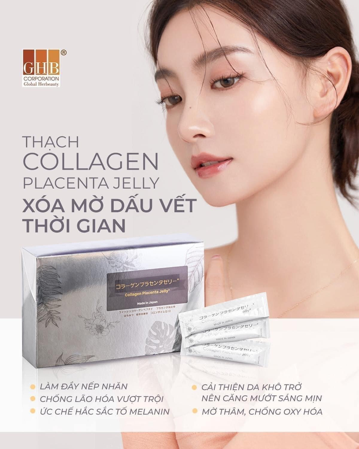 Thạch trang da collagen plancenta jelly japan (hop 30 gói)