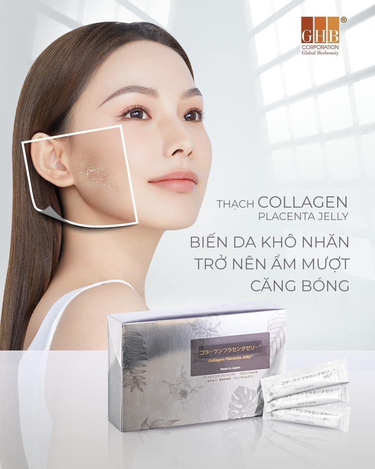 Thạch trang da collagen plancenta jelly japan (hop 30 gói)