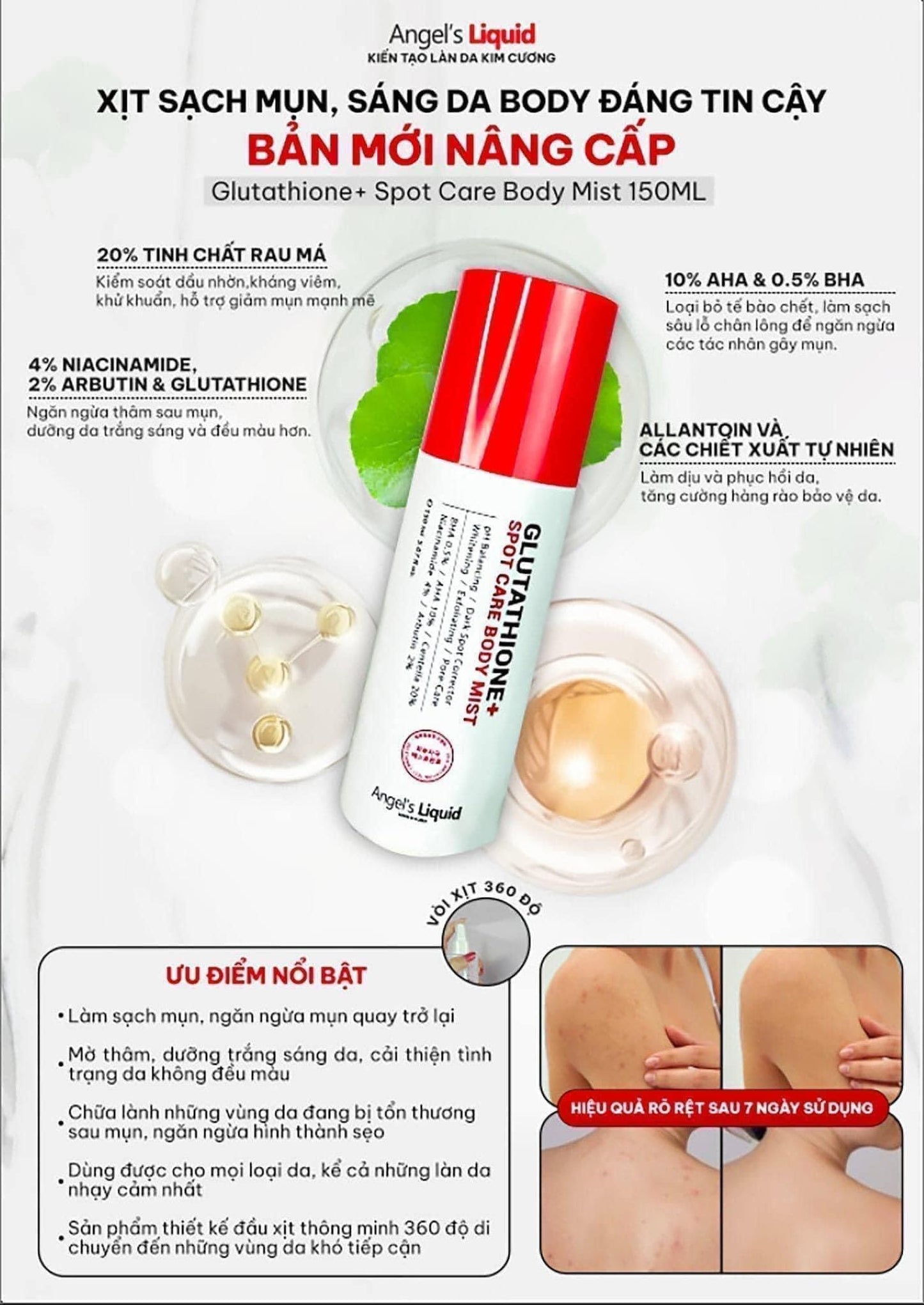 Xit mun lung & xoa tham Glutathione