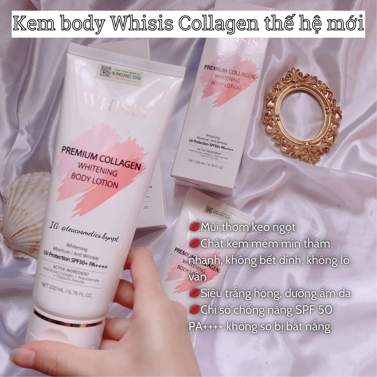Kem body collagen trang da chong nang Whisis