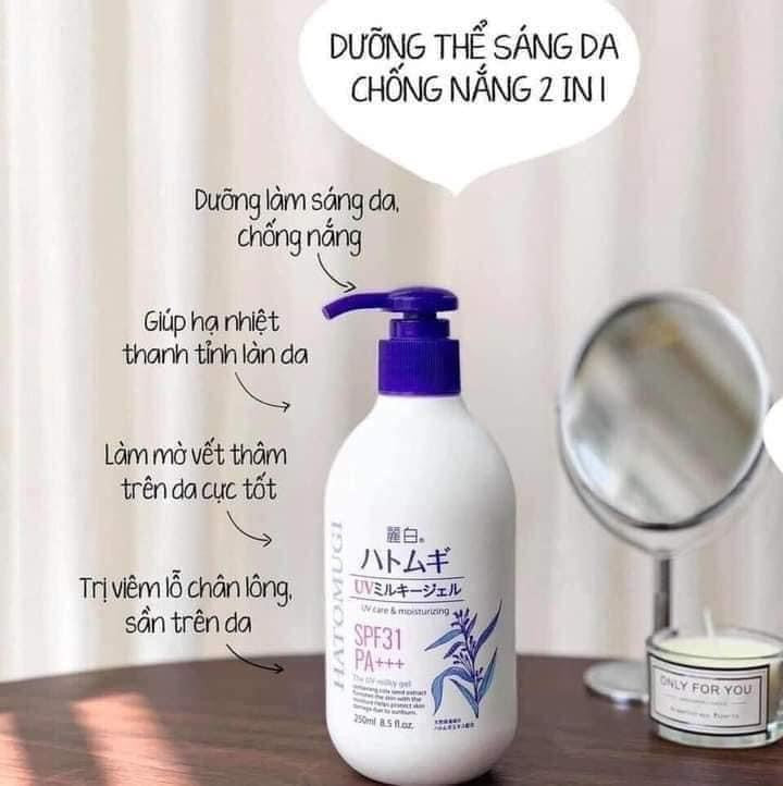 Sua duong the trang da chong nang Hatomugi 250ml japan