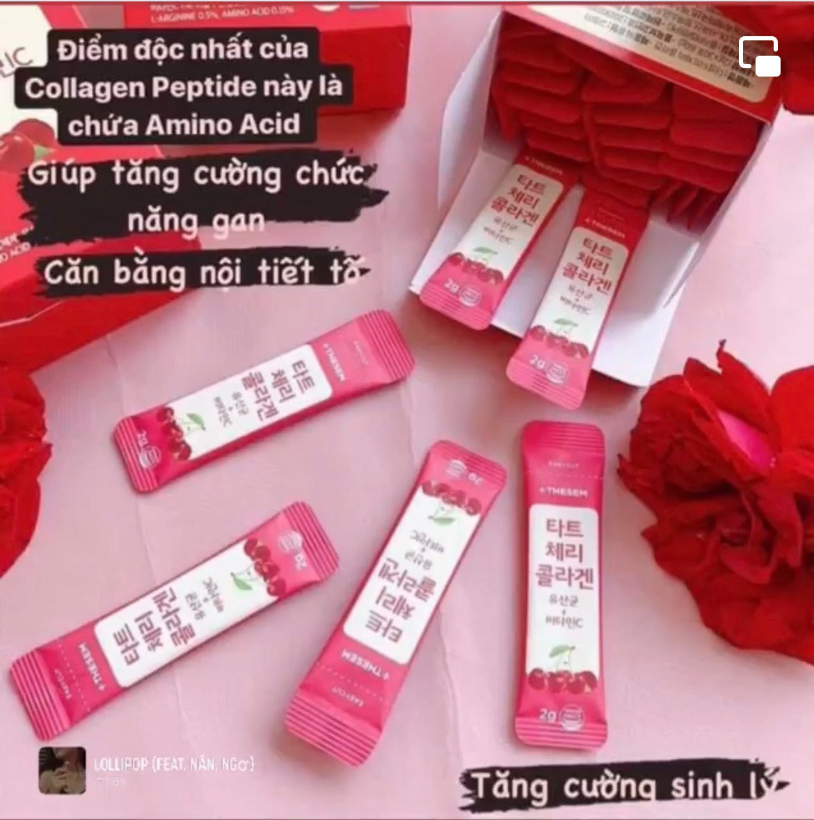 Bot collagen uong Cherry (30 gói) korea