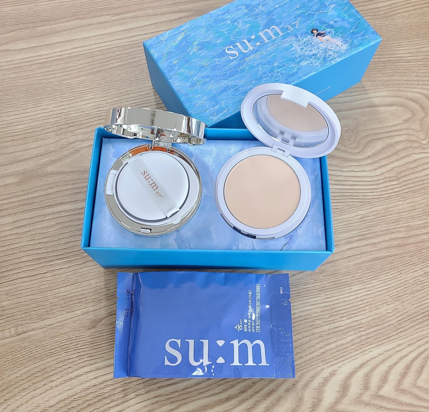 Set cushion Sum xanh tang phan phu