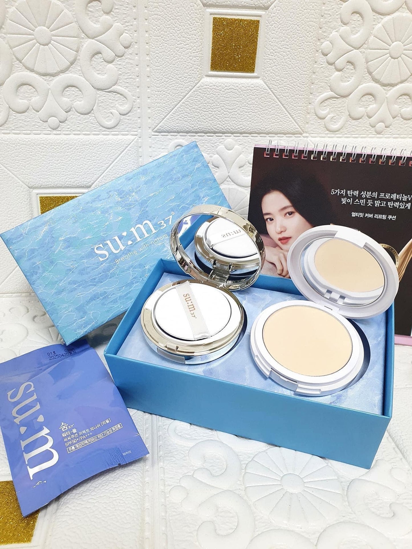 Set cushion Sum xanh tang phan phu