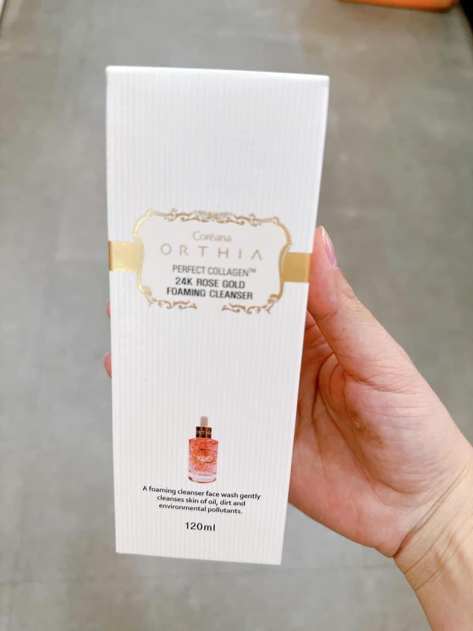 Rua mat Orthia collagen hoa hong tươi va vàng 24k