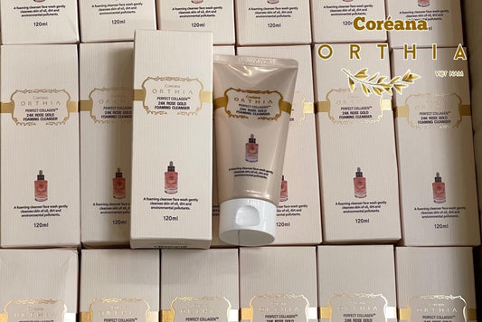 Rua mat Orthia collagen hoa hong tươi va vàng 24k