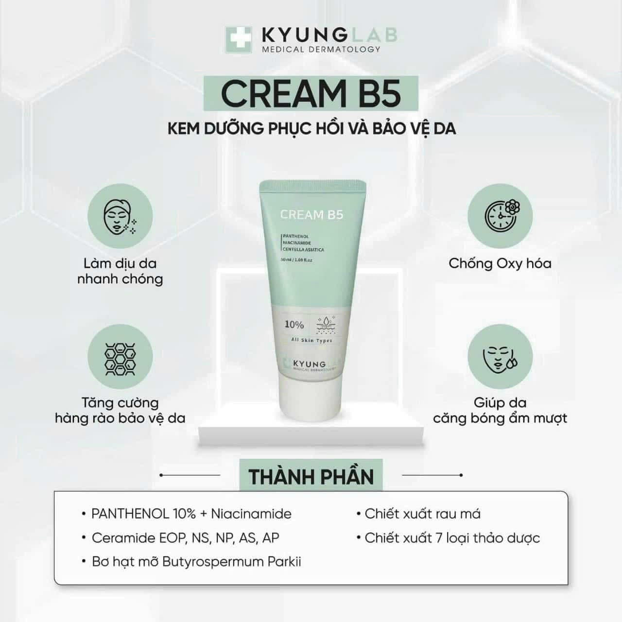 KYUNGLAB CREAM B5 Kem Dưỡng Phục Hồi+Bảo Vệ Da