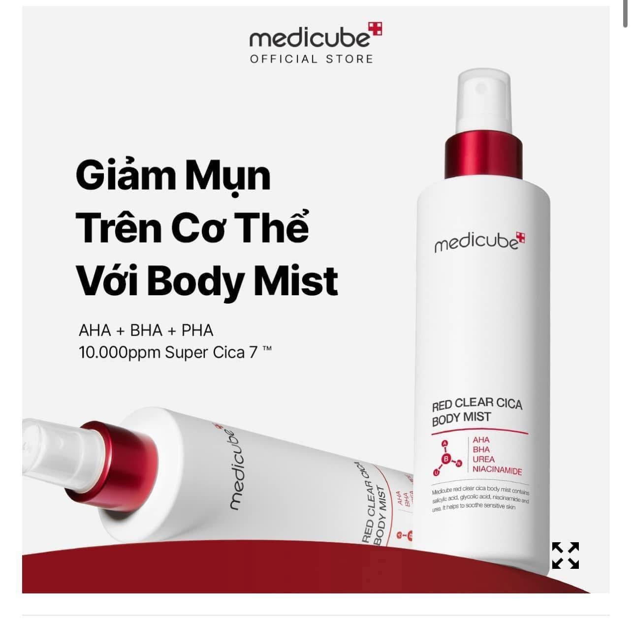 MEDICUBE Red Clear Cica Body Mist xịt dưỡng thể 200ml