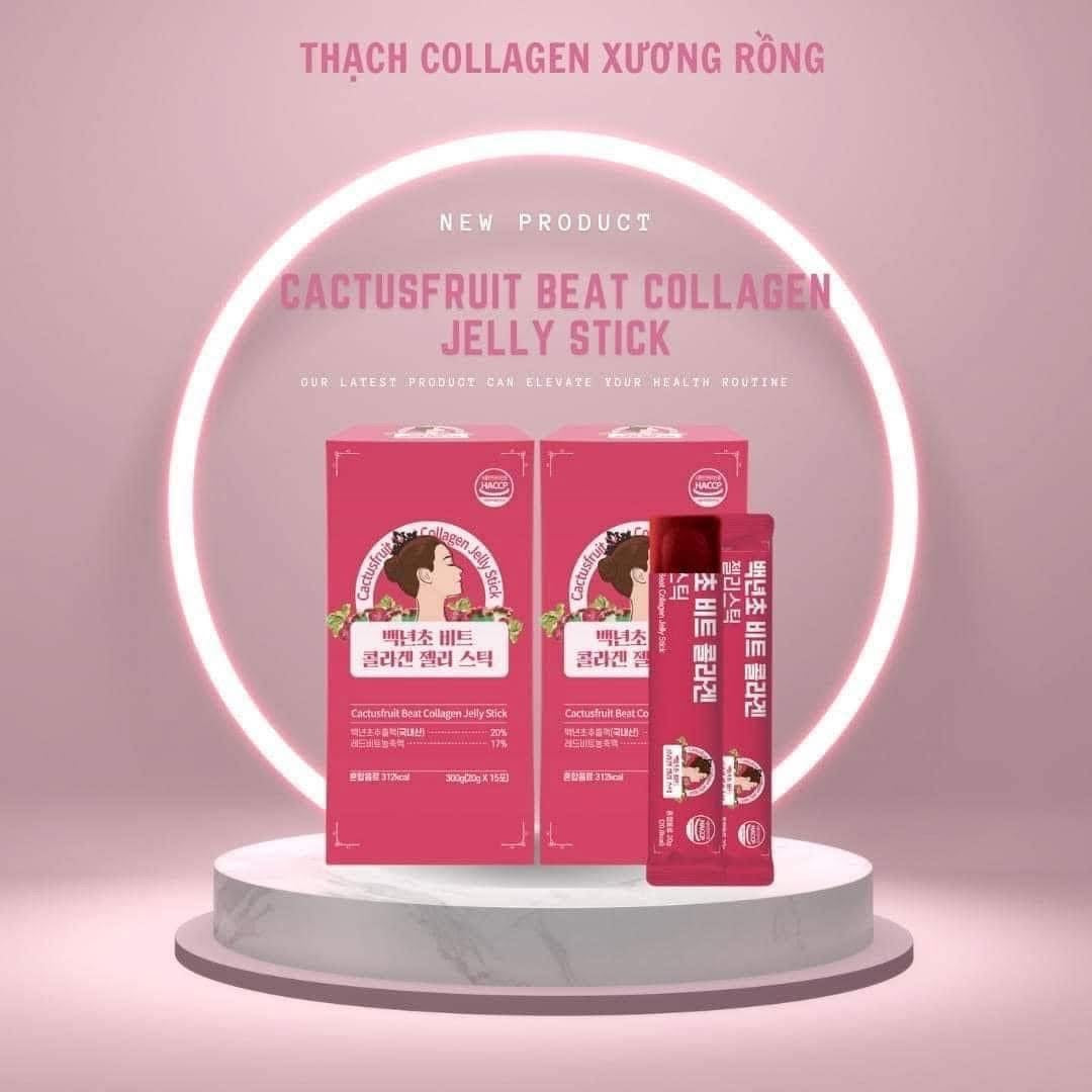 Cactusfruit Collagen Jelly Stick Thạch Collagen Xương Rồng Thanh Xuân (2 hop/box, 15pc/hop)