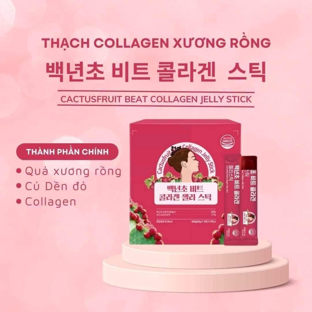 Cactusfruit Collagen Jelly Stick Thạch Collagen Xương Rồng Thanh Xuân (2 hop/box, 15pc/hop)