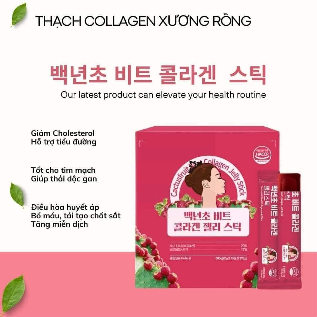 Cactusfruit Collagen Jelly Stick Thạch Collagen Xương Rồng Thanh Xuân (2 hop/box, 15pc/hop)